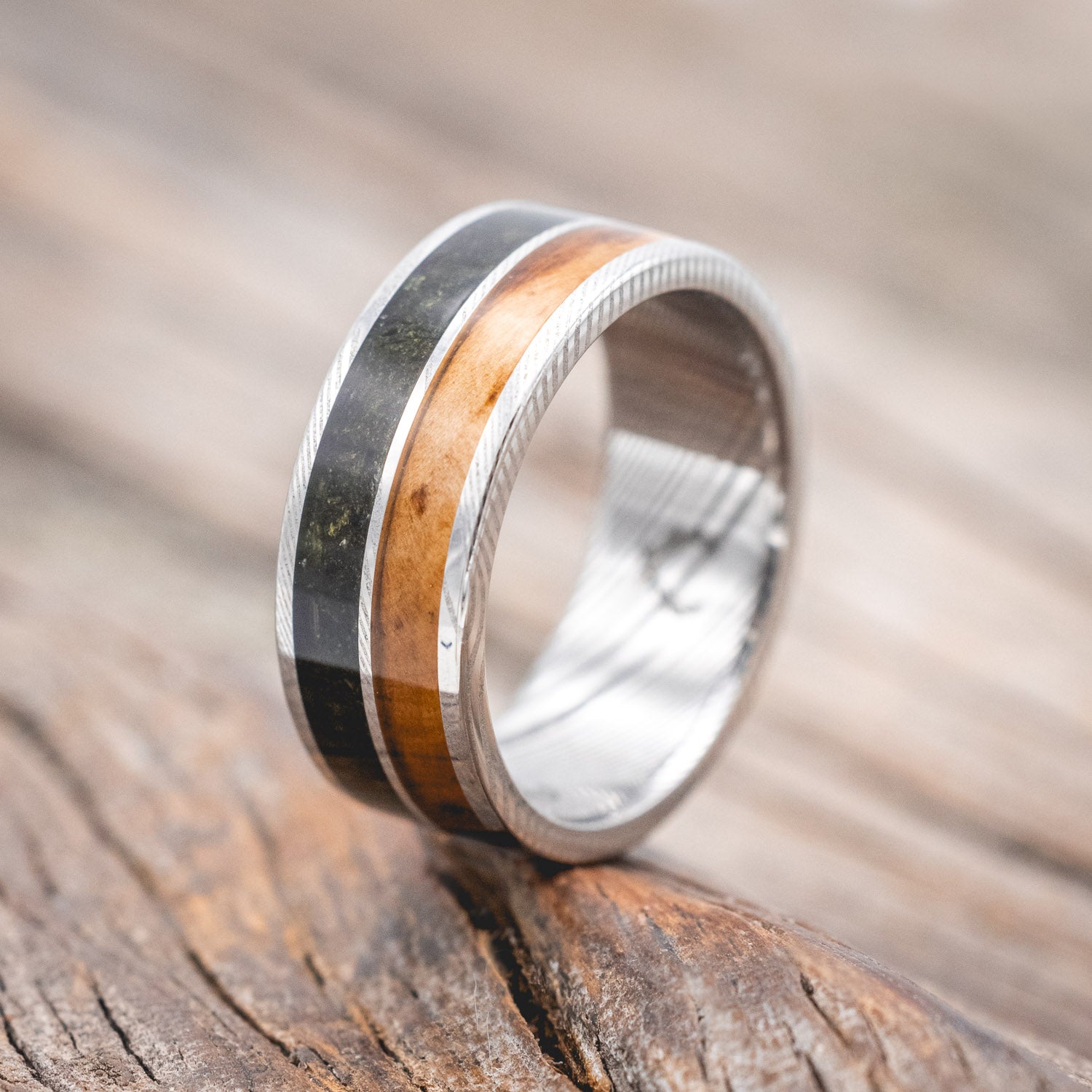 "DYAD" - MOSS & DRIFTWOOD WEDDING BAND-Staghead Designs