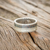 "DYAD" - DIAMOND DUST & BLACK FIRE OPAL WEDDING BAND - READY TO SHIP-6