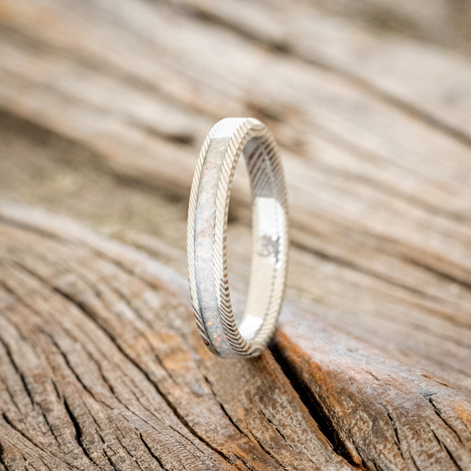 "ETERNA" - FIRE & ICE OPAL STACKING BAND-10