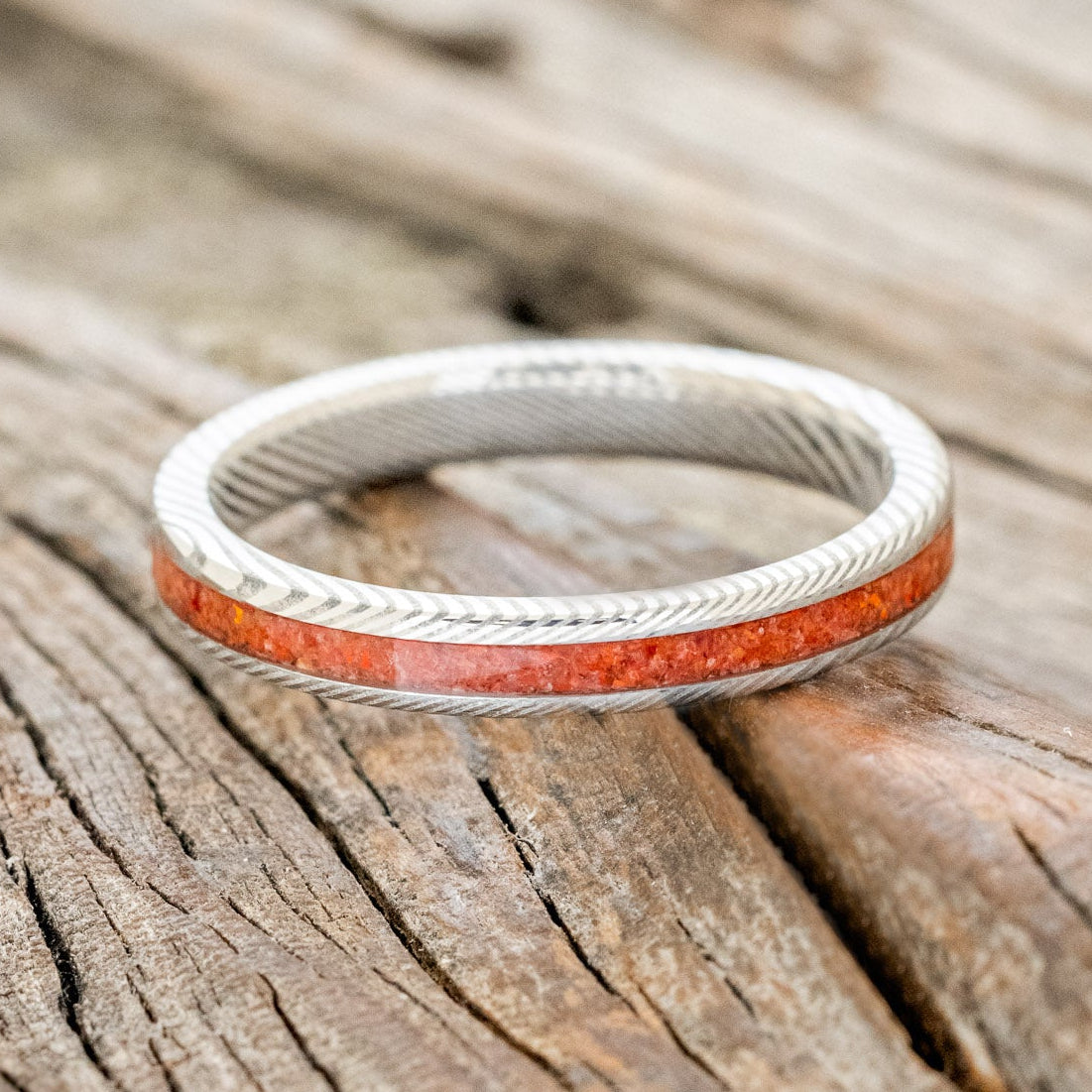 "ETERNA" - RUBY RED OPAL STACKING BAND-6