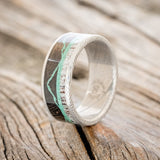 "THE EXPEDITION" - MOUNTAIN ENGRAVED WEDDING RING WITH ANTLER INLAY-Staghead Designs