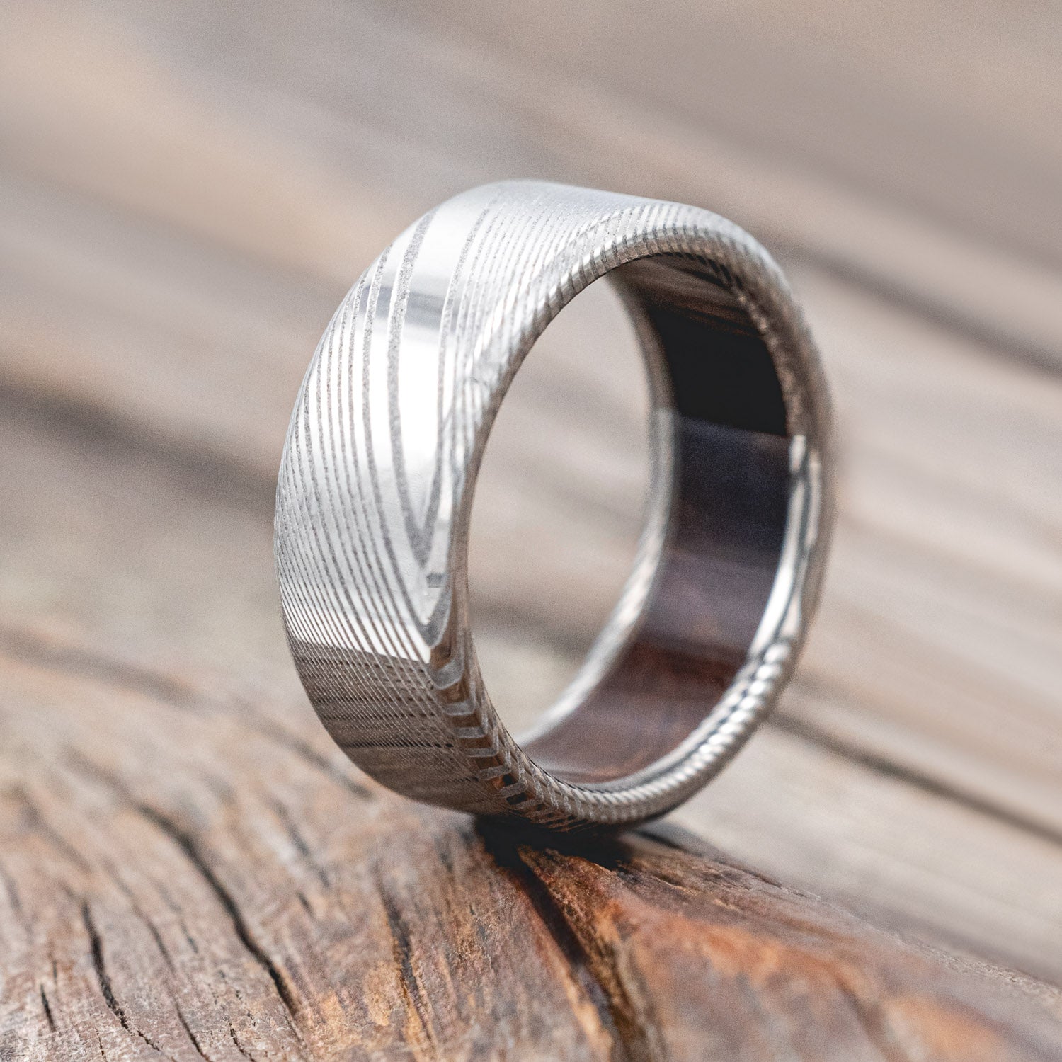 IRONWOOD LINED WEDDING BAND-Staghead Designs