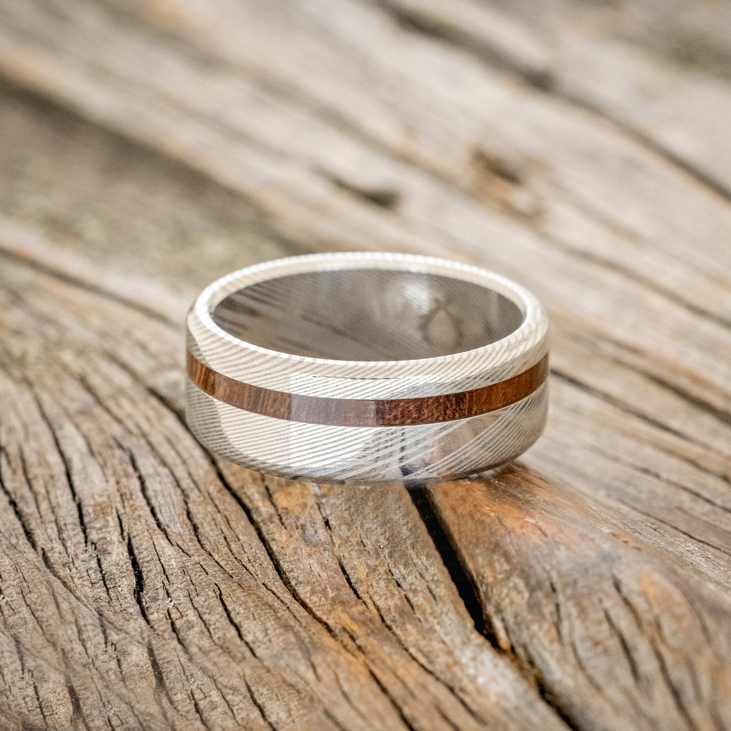 "VERTIGO" - MATCHING SET OF IRONWOOD WEDDING BANDS-11