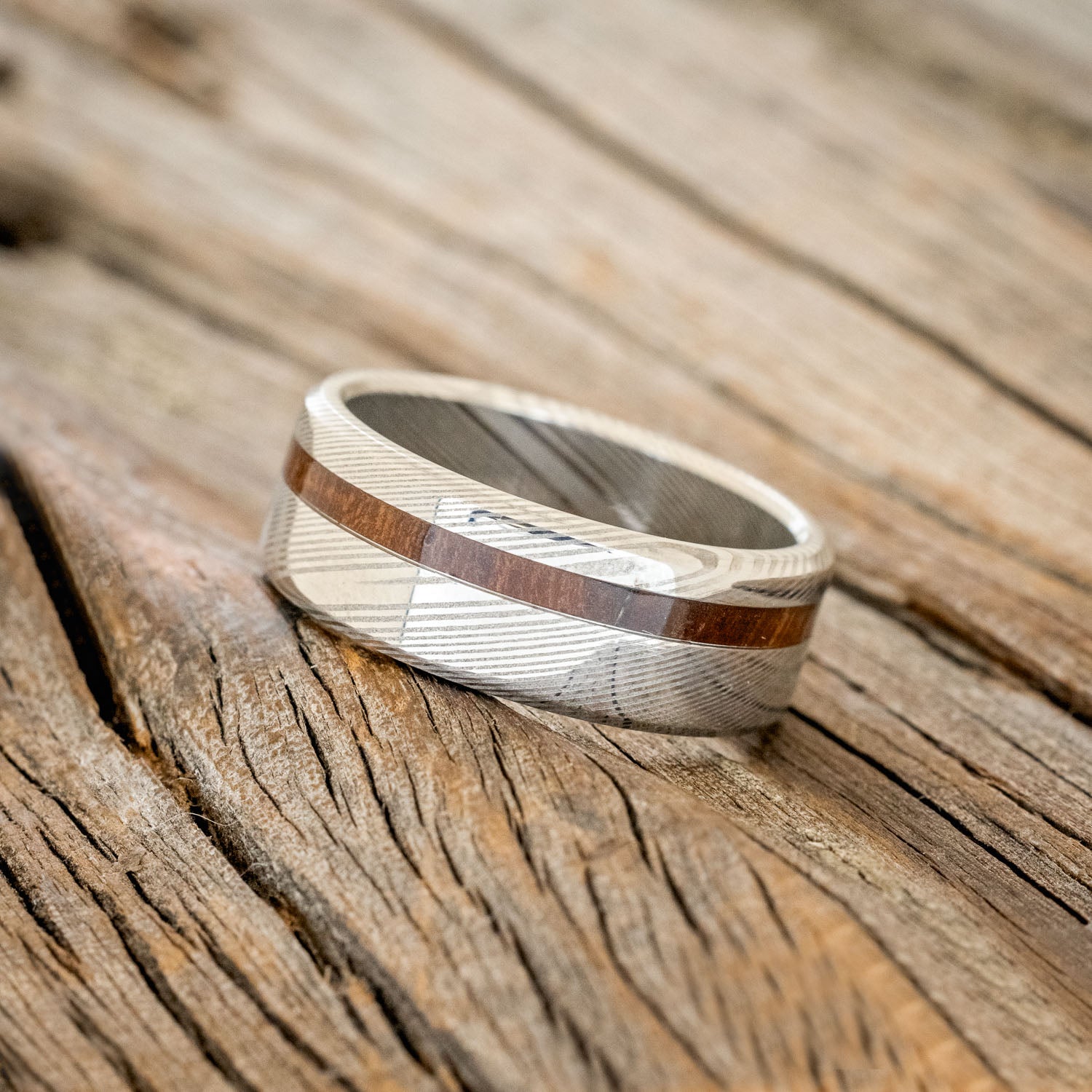 "VERTIGO" - MATCHING SET OF IRONWOOD WEDDING BANDS-10