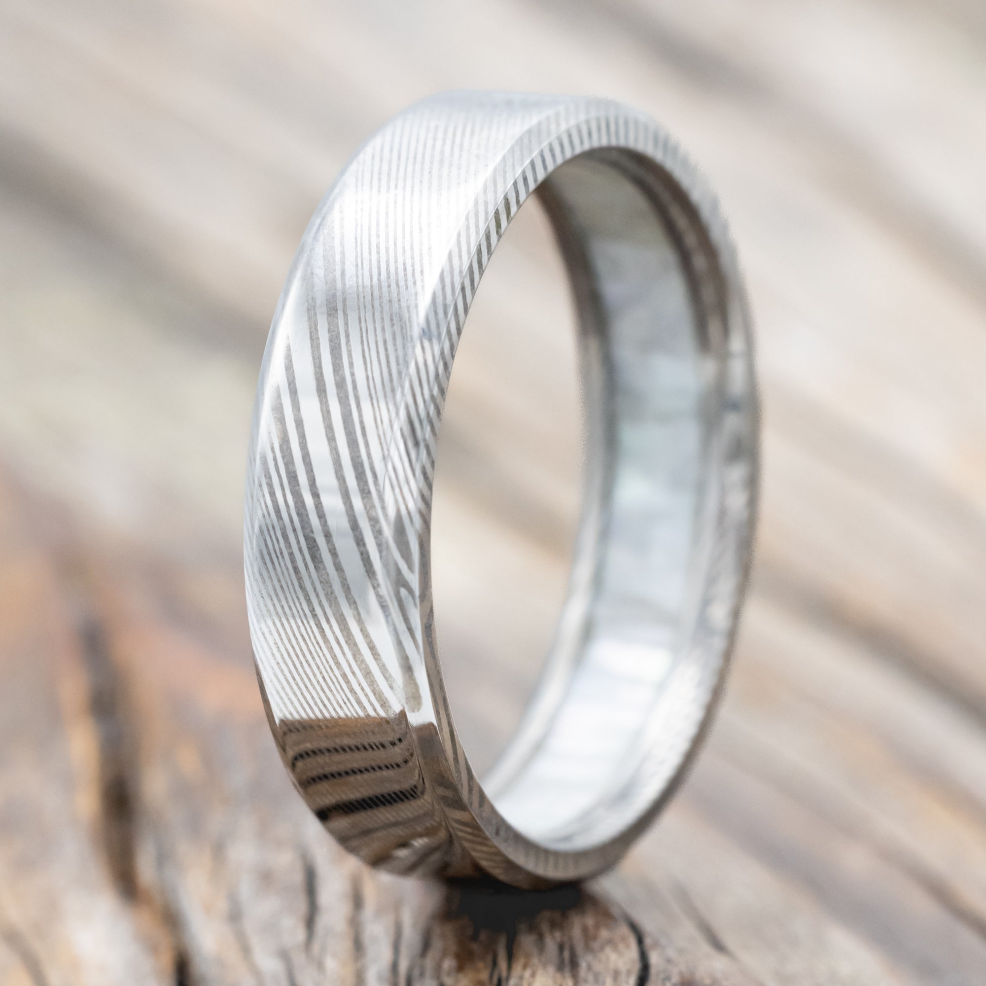 MOTHER OF PEARL LINED WEDDING RING-Staghead Designs