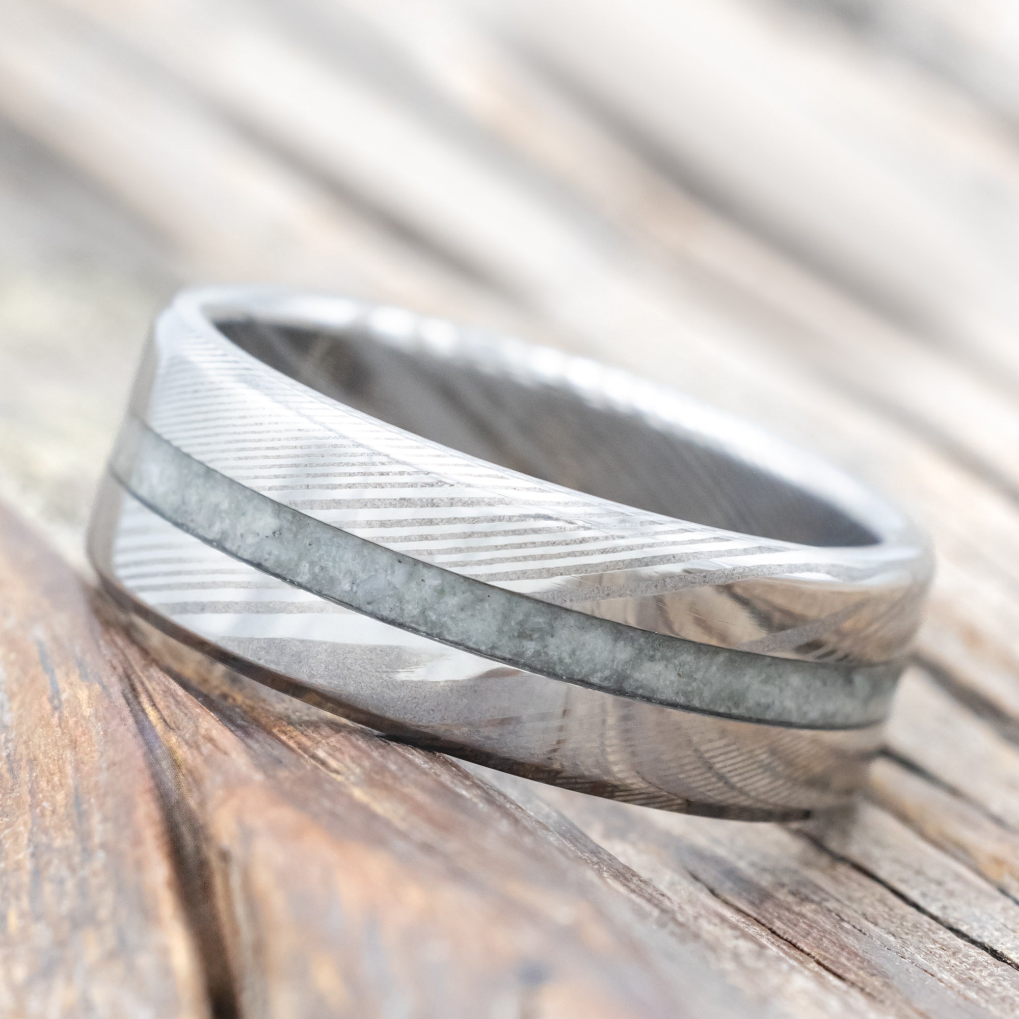 "NIRVANA" - CENTERED INLAY WEDDING BAND-Staghead Designs