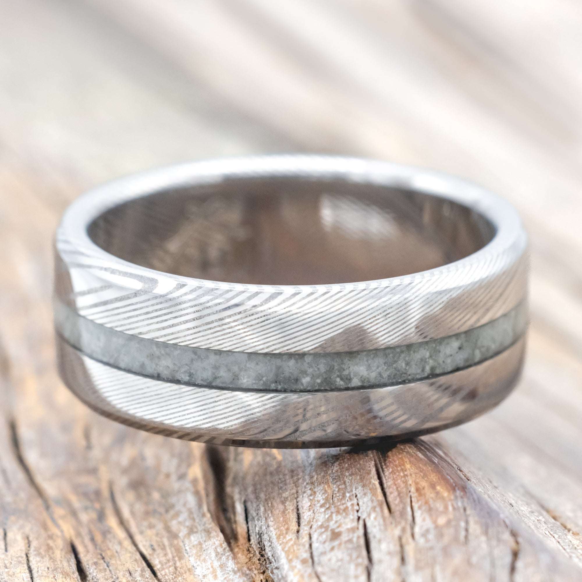 "NIRVANA" - CENTERED INLAY WEDDING BAND-Staghead Designs