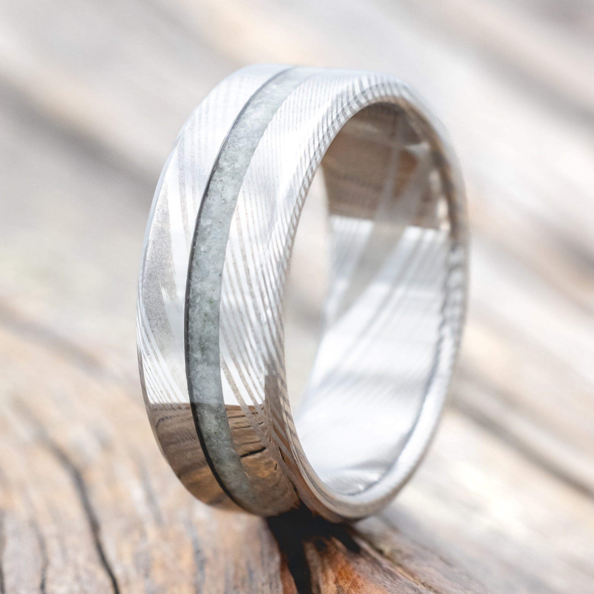 "NIRVANA" - CENTERED INLAY WEDDING BAND-Staghead Designs