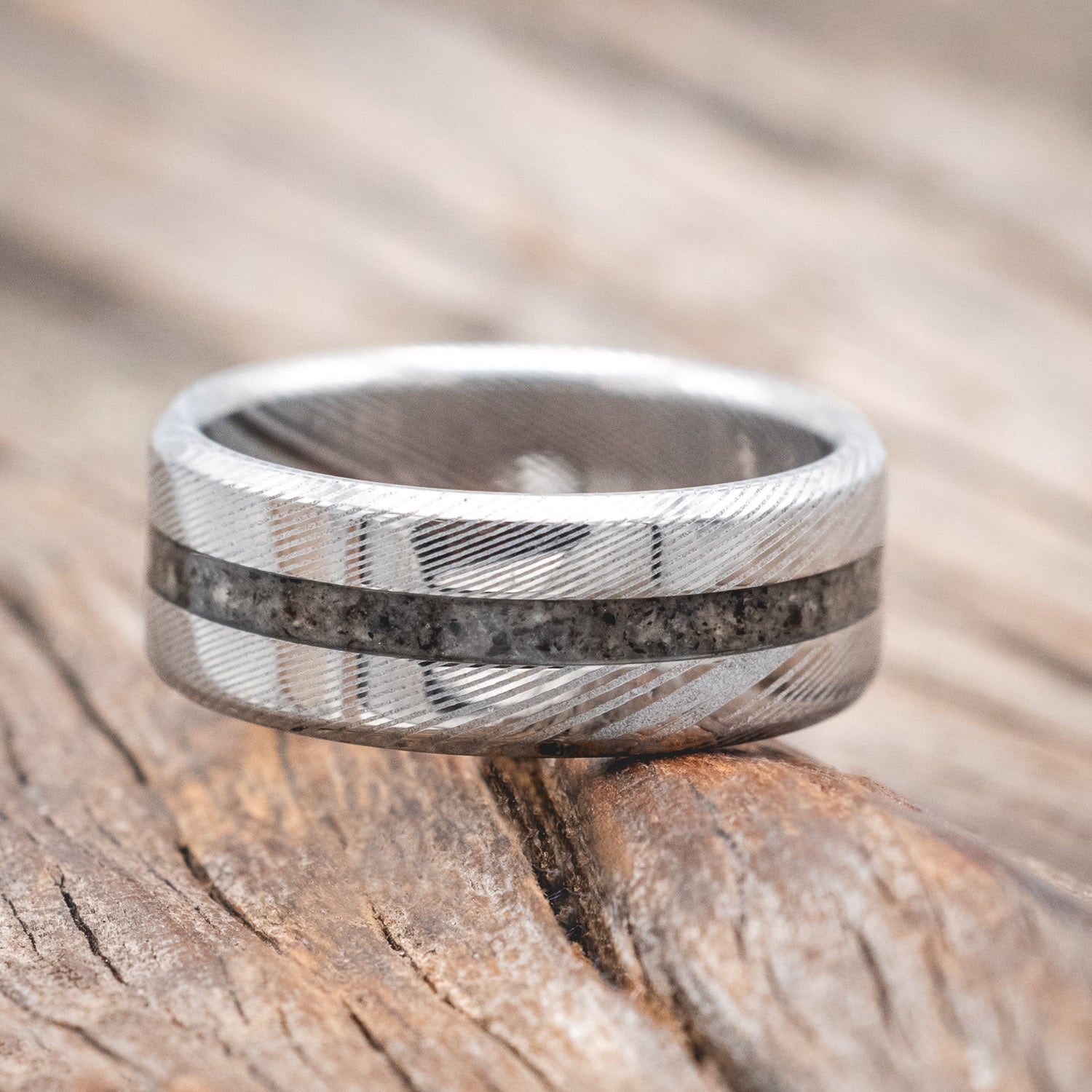 "NIRVANA" - CENTERED GRANITE WEDDING BAND-Staghead Designs
