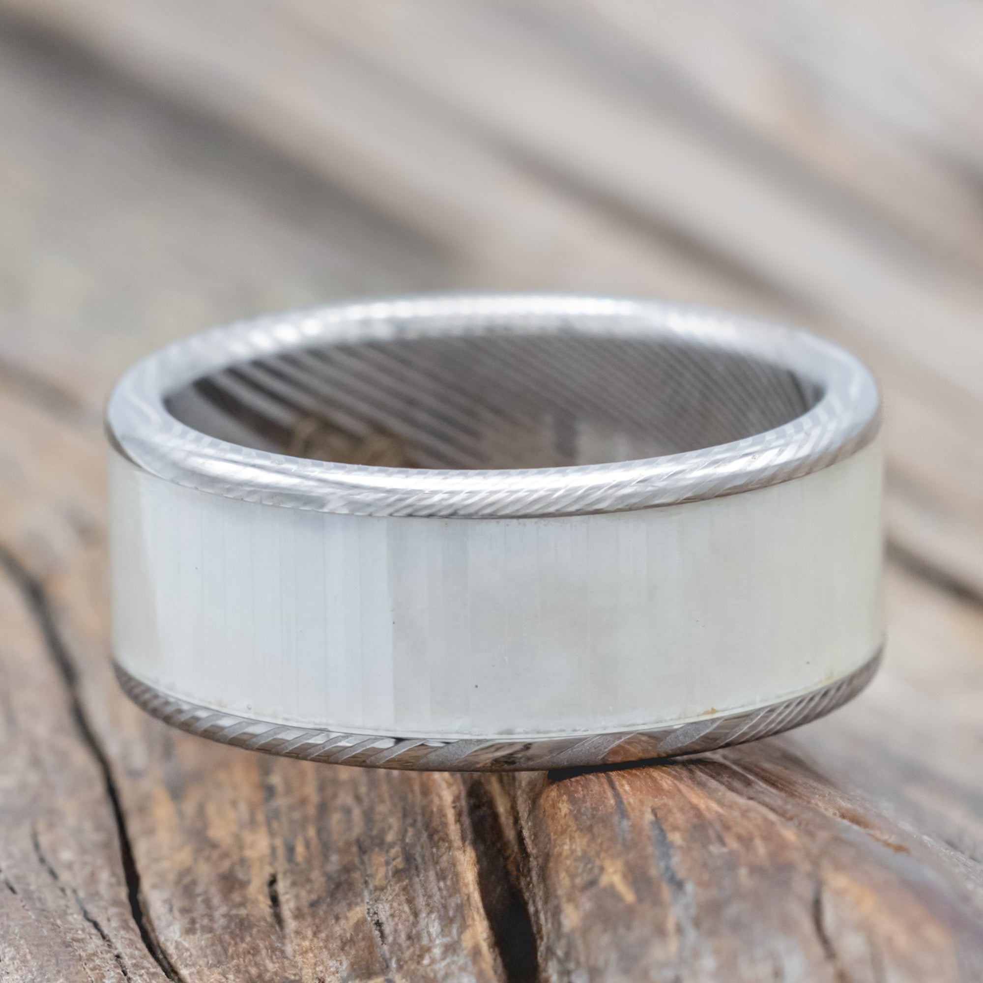 "Rainier" - Mother Of Pearl Wedding Ring-Staghead Designs