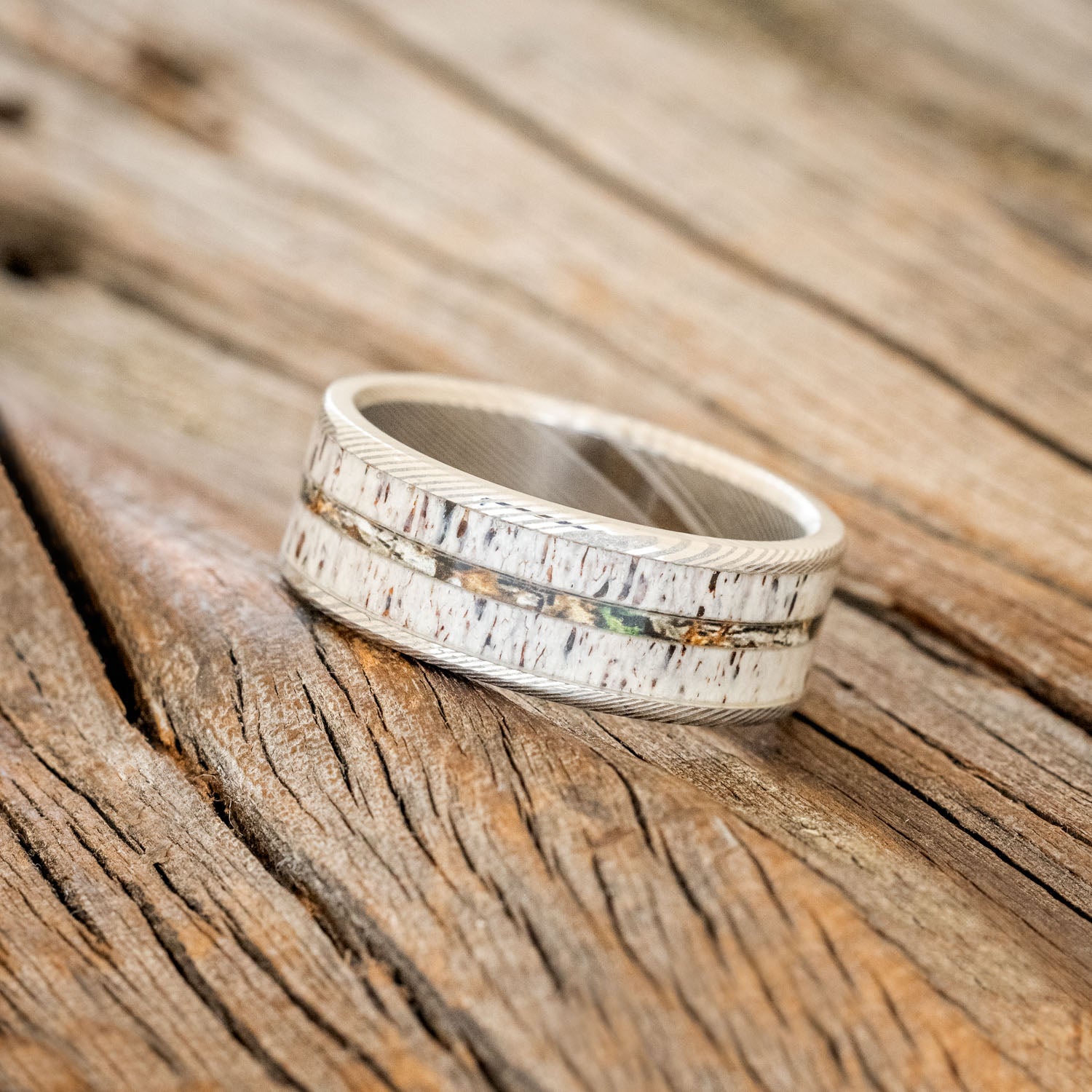 "RAINIER" - ELK ANTLER & CAMO WEDDING BAND-5