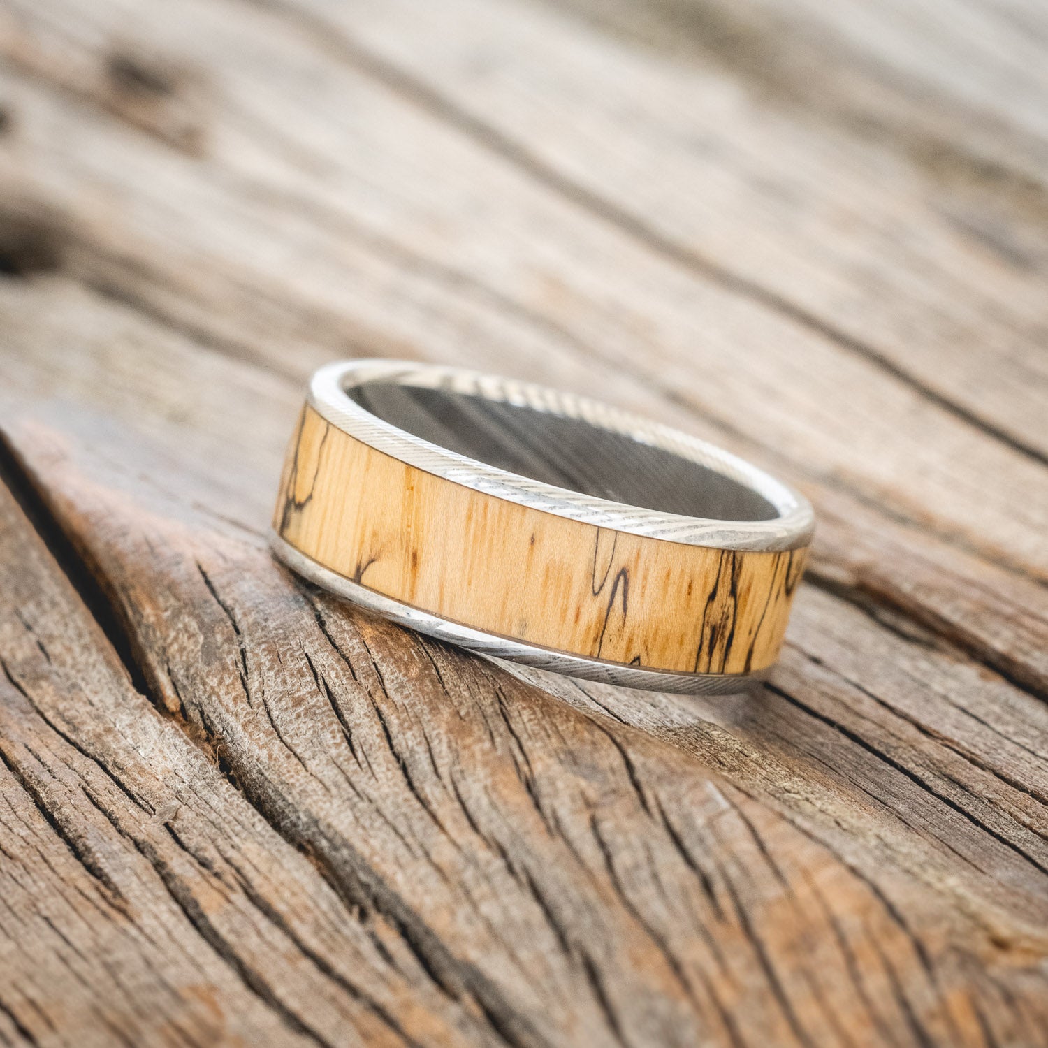 "RAINIER" - SPALTED MAPLE WEDDING BAND-9