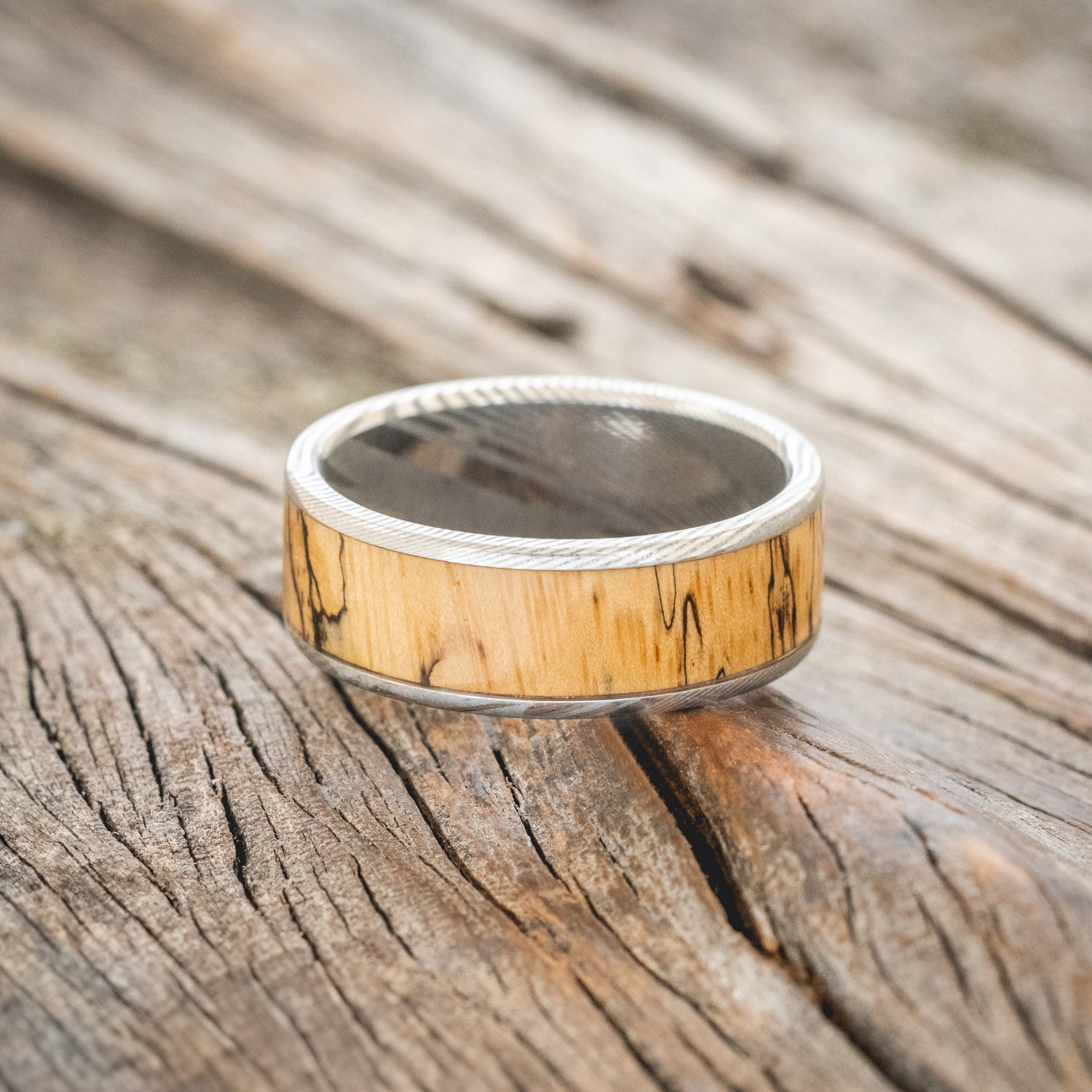 "RAINIER" - SPALTED MAPLE WEDDING BAND-10
