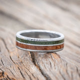 "RAPTOR" - MOSS & REDWOOD WEDDING BAND-Staghead Designs