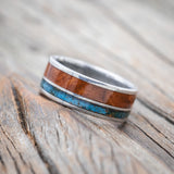 "RAPTOR" - PATINA COPPER & REDWOOD WEDDING BAND - READY TO SHIP-Staghead Designs