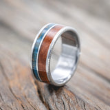 "RAPTOR" - PATINA COPPER & REDWOOD WEDDING RING-Staghead Designs