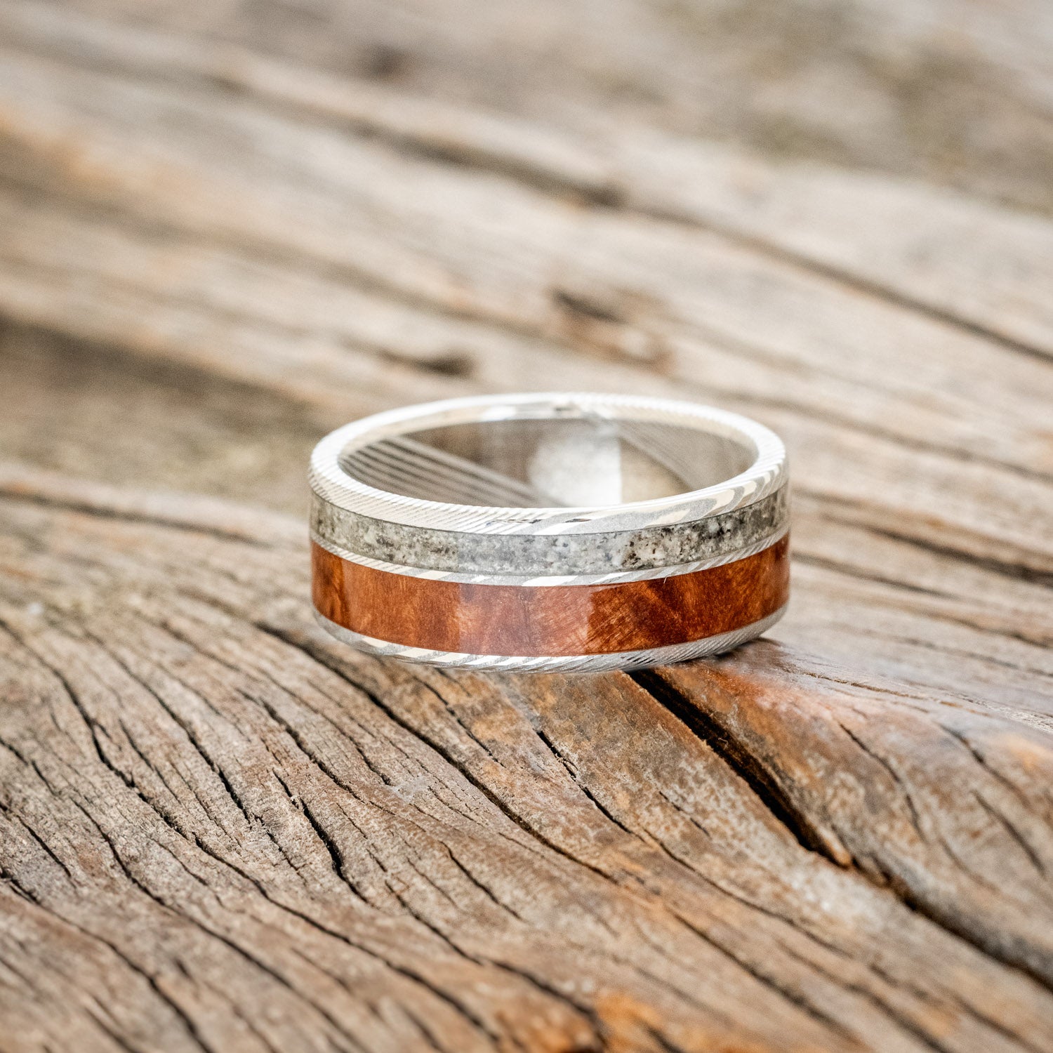 "RAPTOR" - REDWOOD & GRANITE WEDDING RING-9