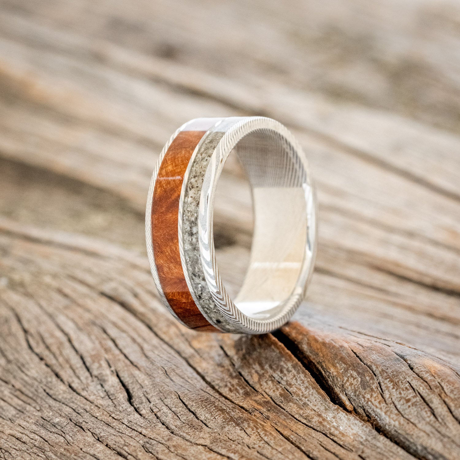"RAPTOR" - REDWOOD & GRANITE WEDDING RING-7
