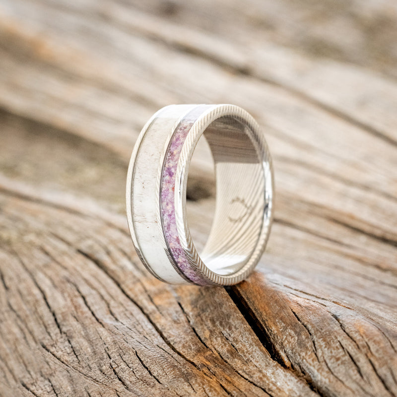 "RAPTOR" - ANTLER WITH SUGILITE & OPAL MIX WEDDING BAND-4