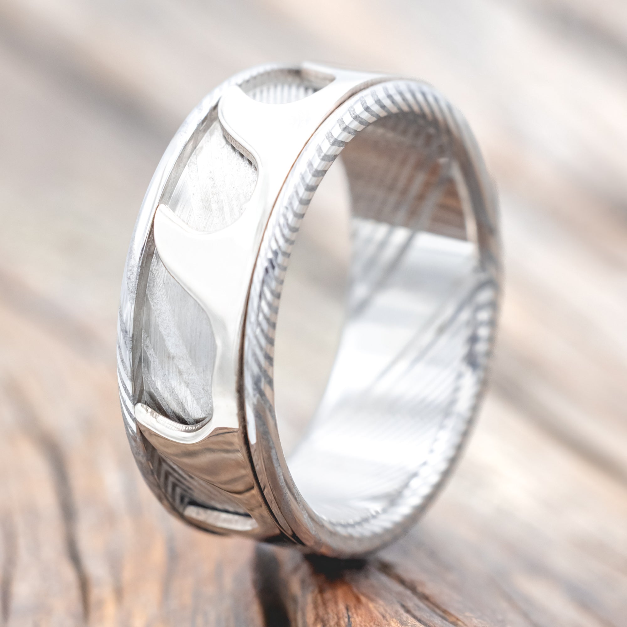 "REVOLUTION" - 14K GOLD WAVE SPINNER WEDDING RING-Staghead Designs