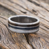 "RIO" - ANTLER, BLACK WALNUT & GREY FISHING LINE WEDDING BAND-Staghead Designs