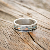 "RIO" - PATINA COPPER & DUCK FEATHER WEDDING BAND-6