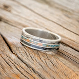 "RIO" - PATINA COPPER & DUCK FEATHER WEDDING BAND-5