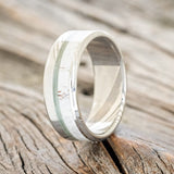 "TANNER" - CLEAR FISHING LINE & ANTLER WEDDING BAND-1