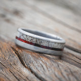 "TANNER" - RED PATINA COPPER & ANTLER WEDDING BAND - READY TO SHIP-Staghead Designs