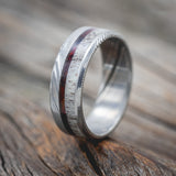 "TANNER" - RED PATINA COPPER & ANTLER WEDDING BAND - READY TO SHIP-Staghead Designs