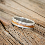 "TANNER" - WHISKEY BARREL OAK & ANTLER WEDDING RING-2