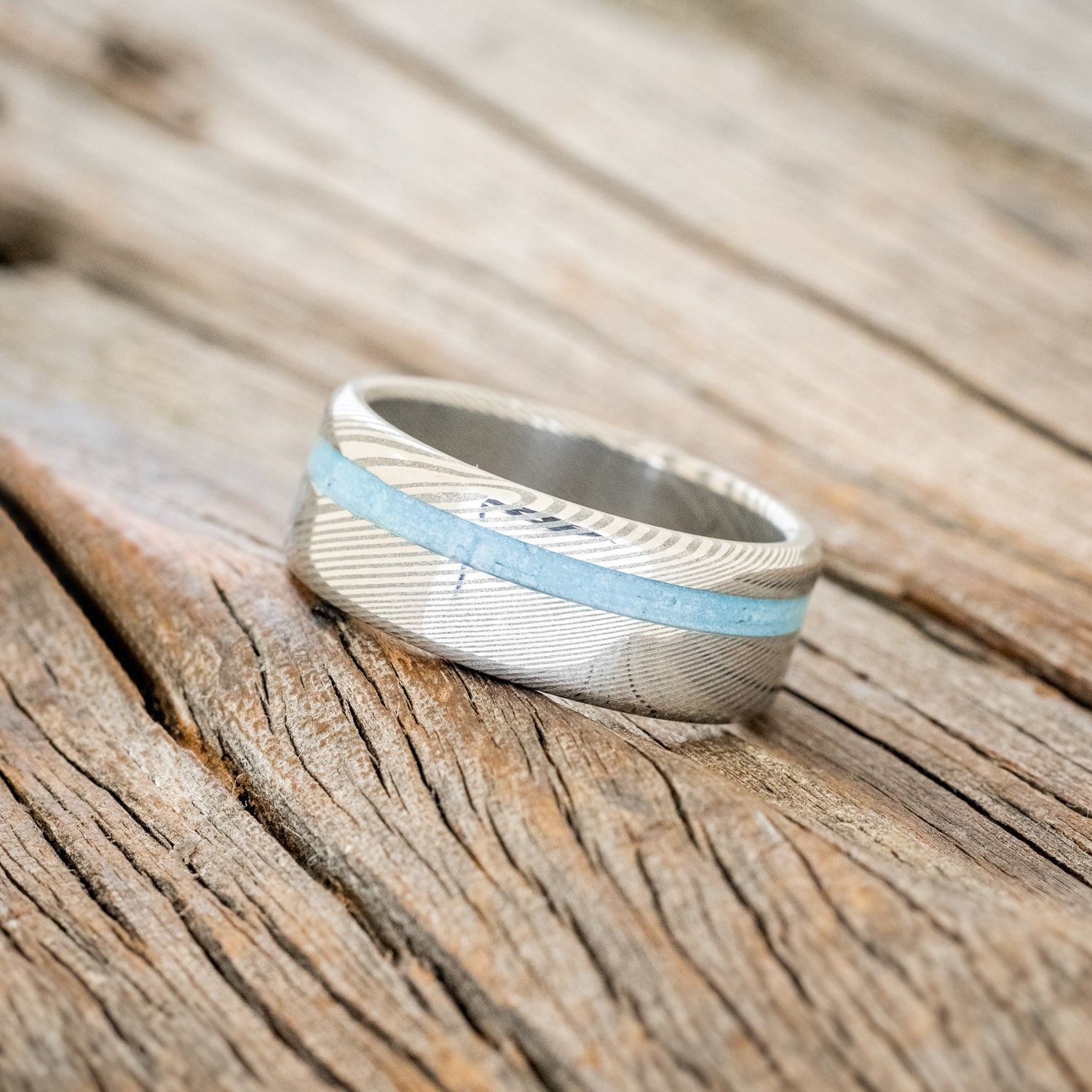 "VERTIGO" - MATCHING SET OF TURQUOISE WEDDING BANDS-26