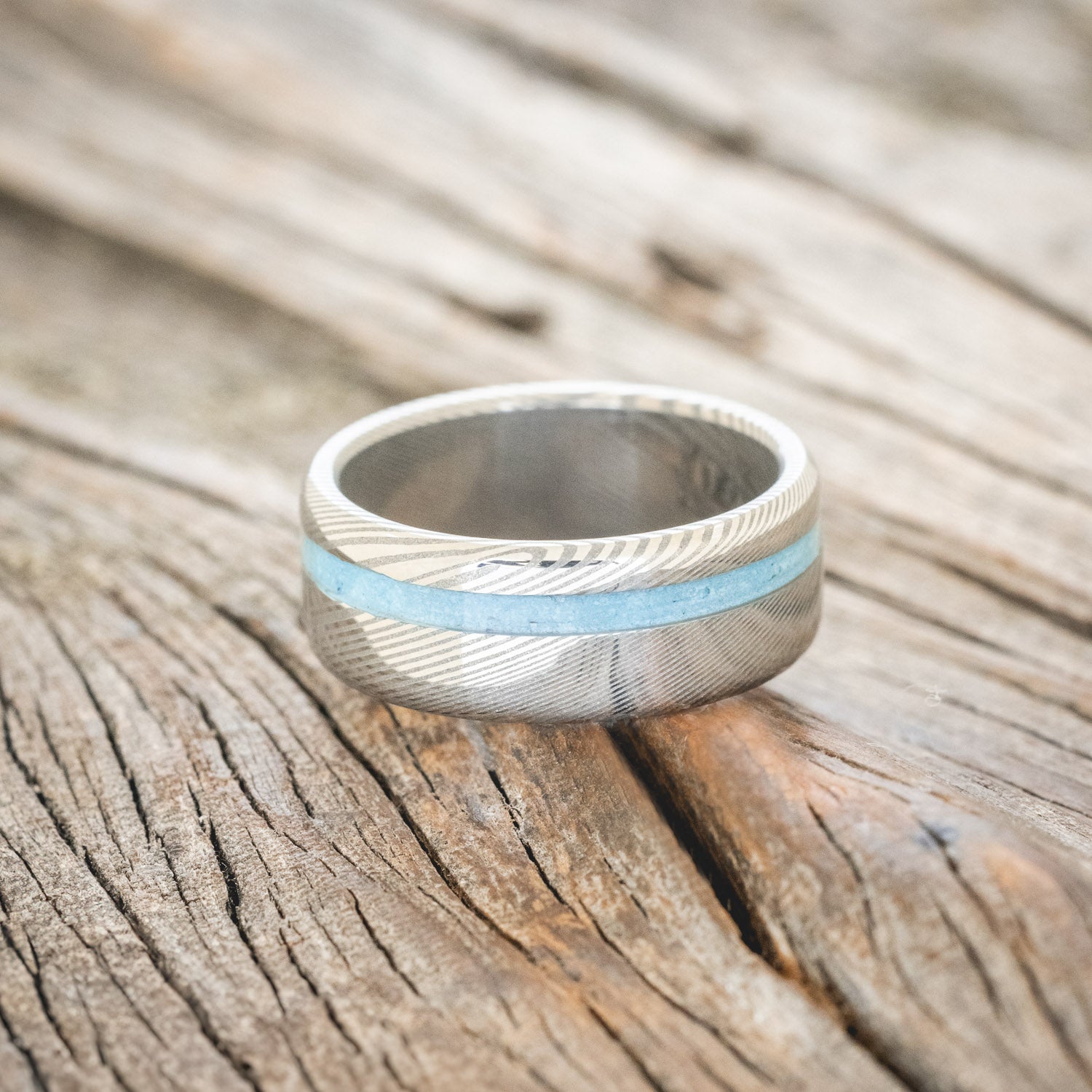 "VERTIGO" - MATCHING SET OF TURQUOISE WEDDING BANDS-27