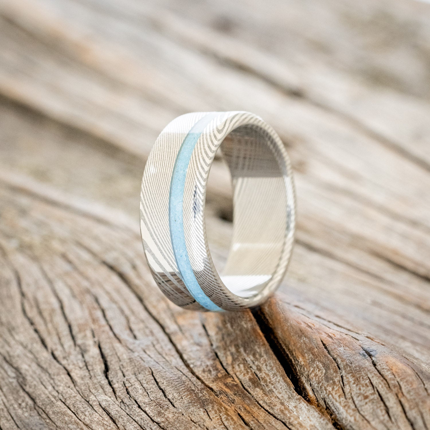 "VERTIGO" - MATCHING SET OF TURQUOISE WEDDING BANDS-25