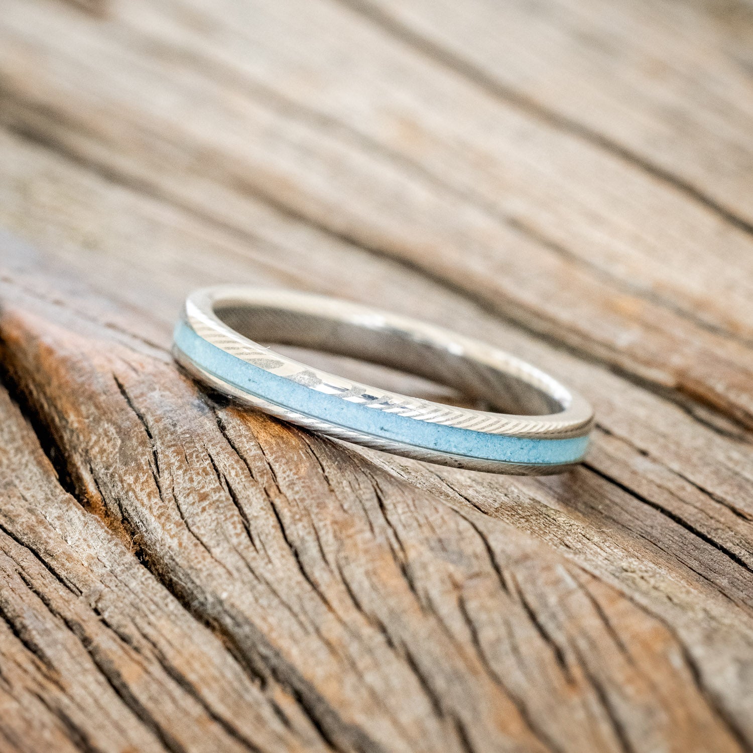 "VERTIGO" - MATCHING SET OF TURQUOISE WEDDING BANDS-29