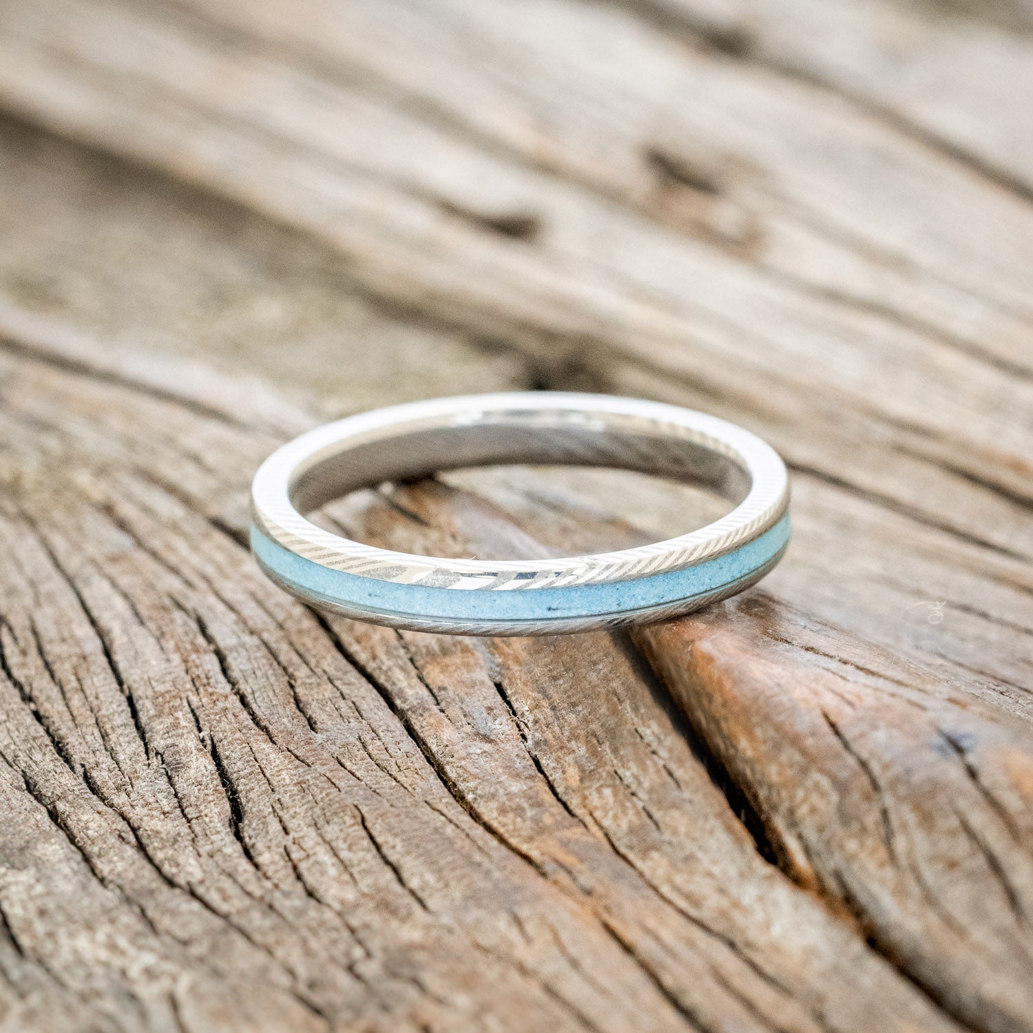 "VERTIGO" - MATCHING SET OF TURQUOISE WEDDING BANDS-30