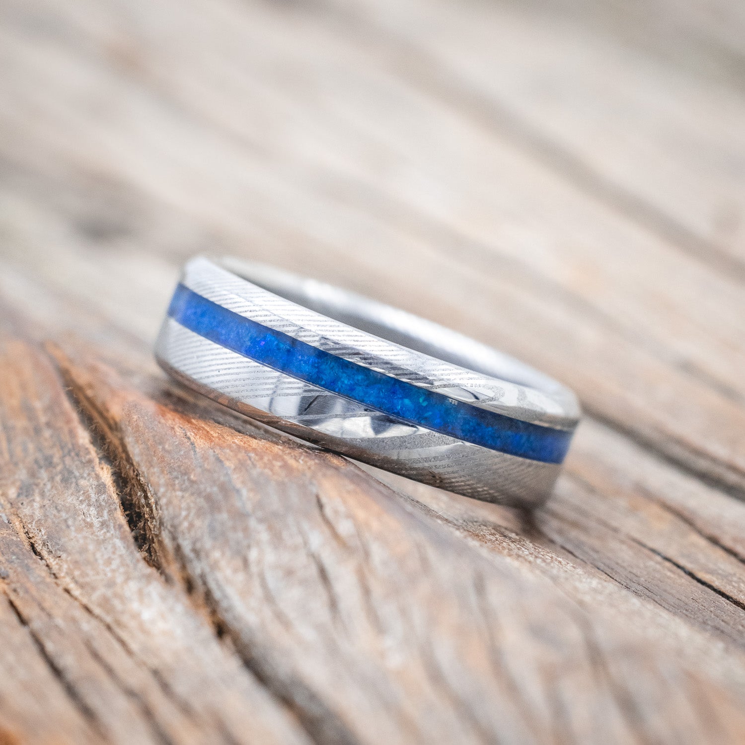 "VERTIGO" - BLUE OPAL WEDDING BAND-Staghead Designs