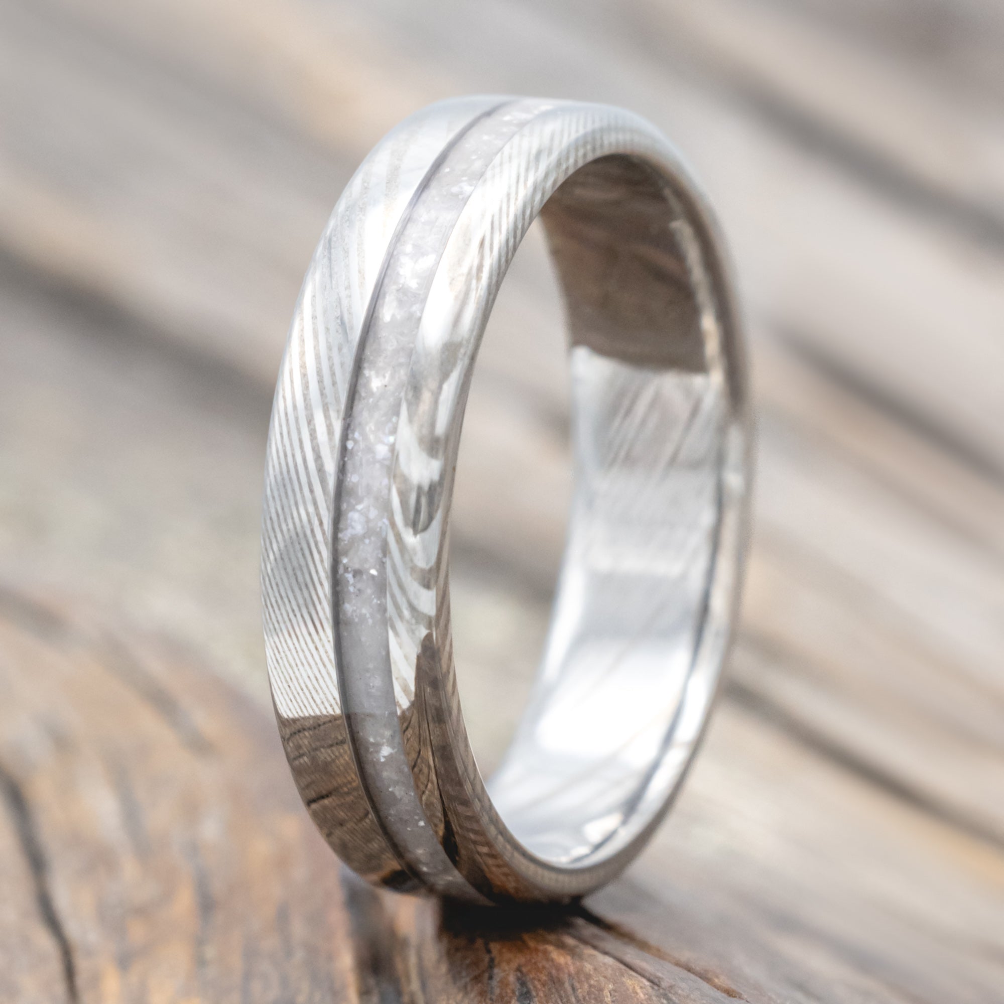 "Vertigo" - Diamond Dust Wedding Ring With Custom Finish-Staghead Designs