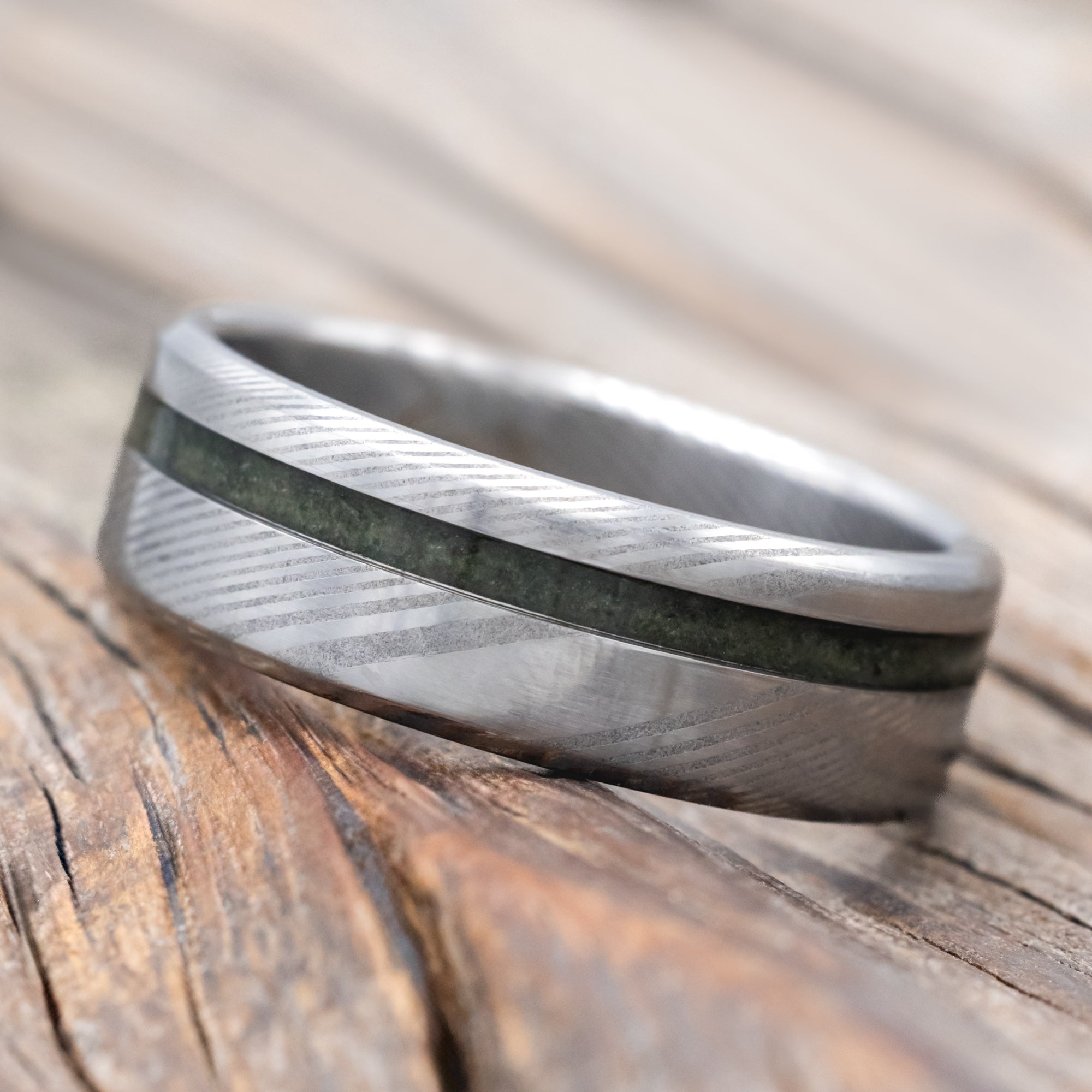 "VERTIGO" - MOSS AGATE WEDDING BAND-Staghead Designs