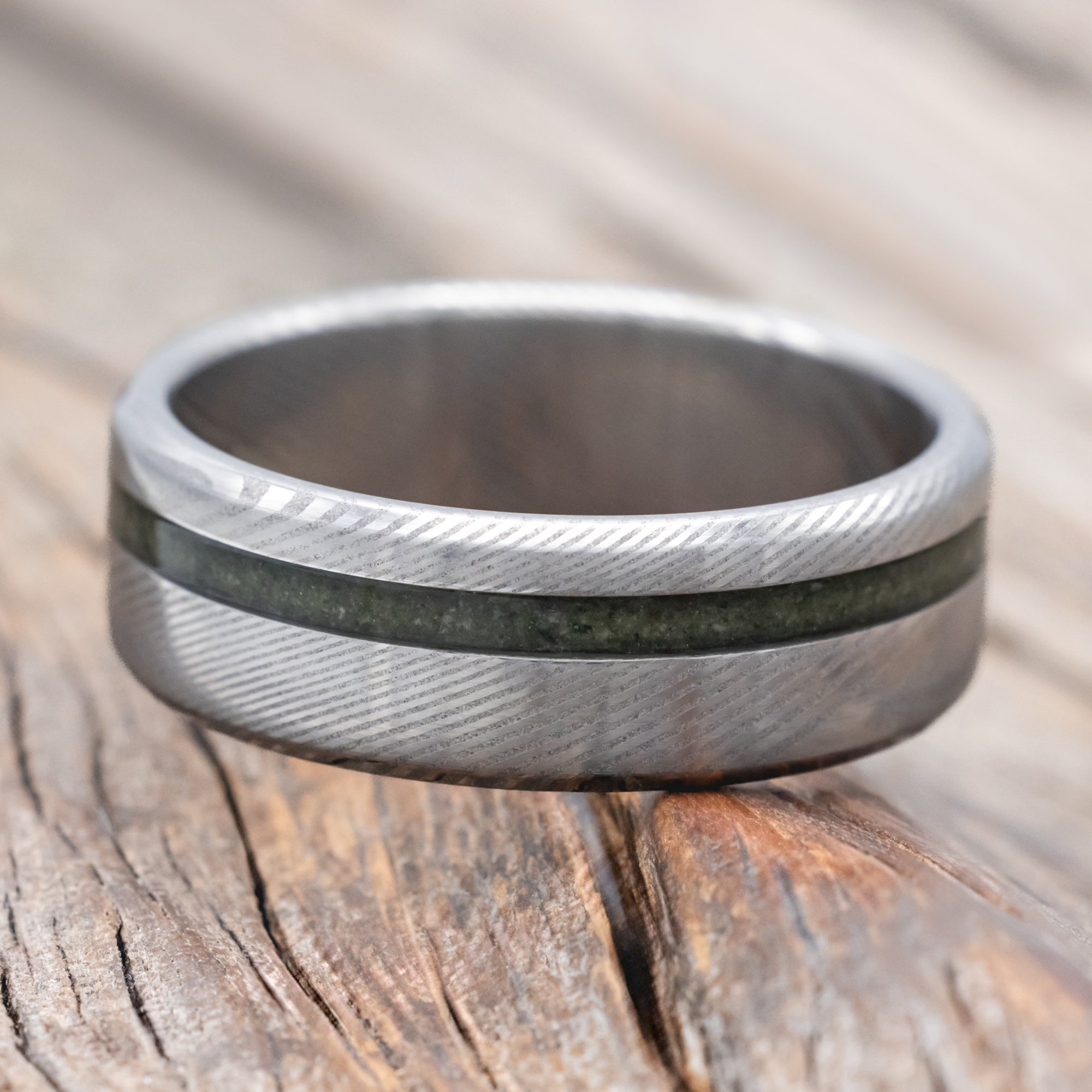 "VERTIGO" - MOSS AGATE WEDDING BAND-Staghead Designs