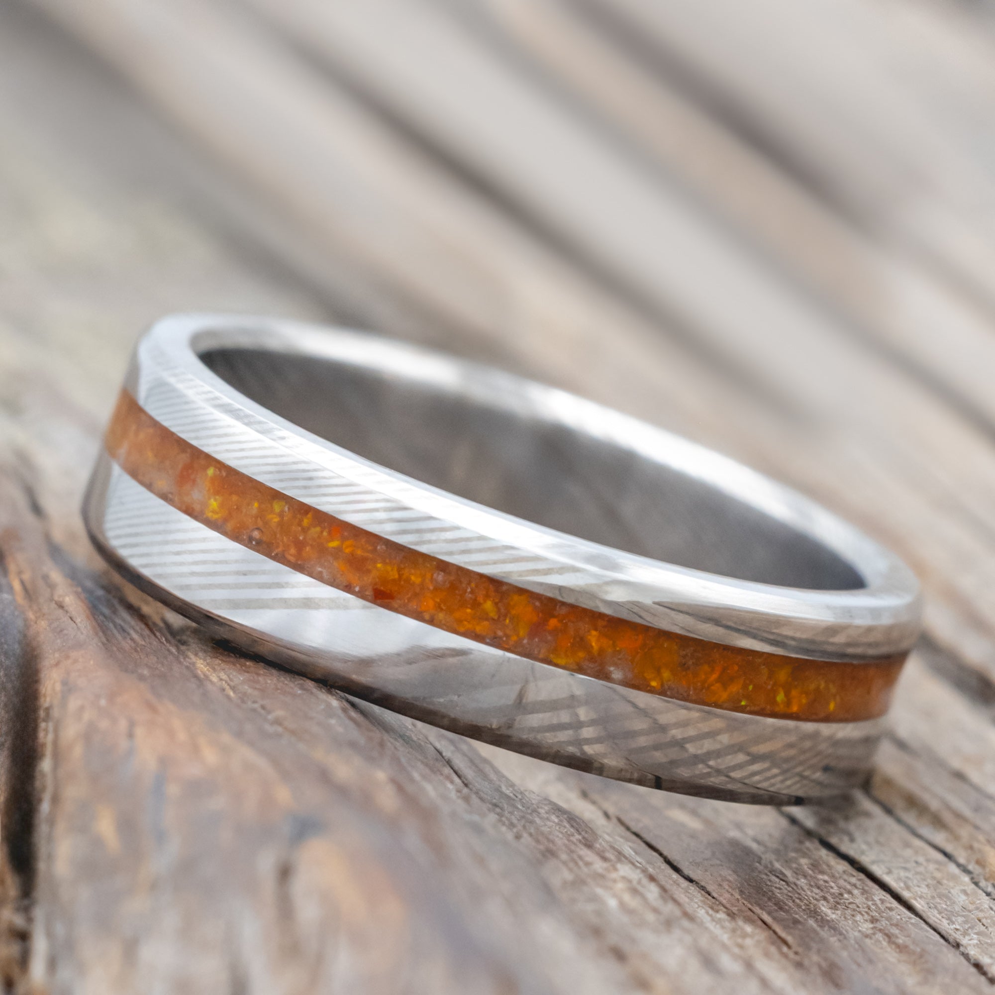 "Vertigo" - Orange Opal Wedding Ring-Staghead Designs
