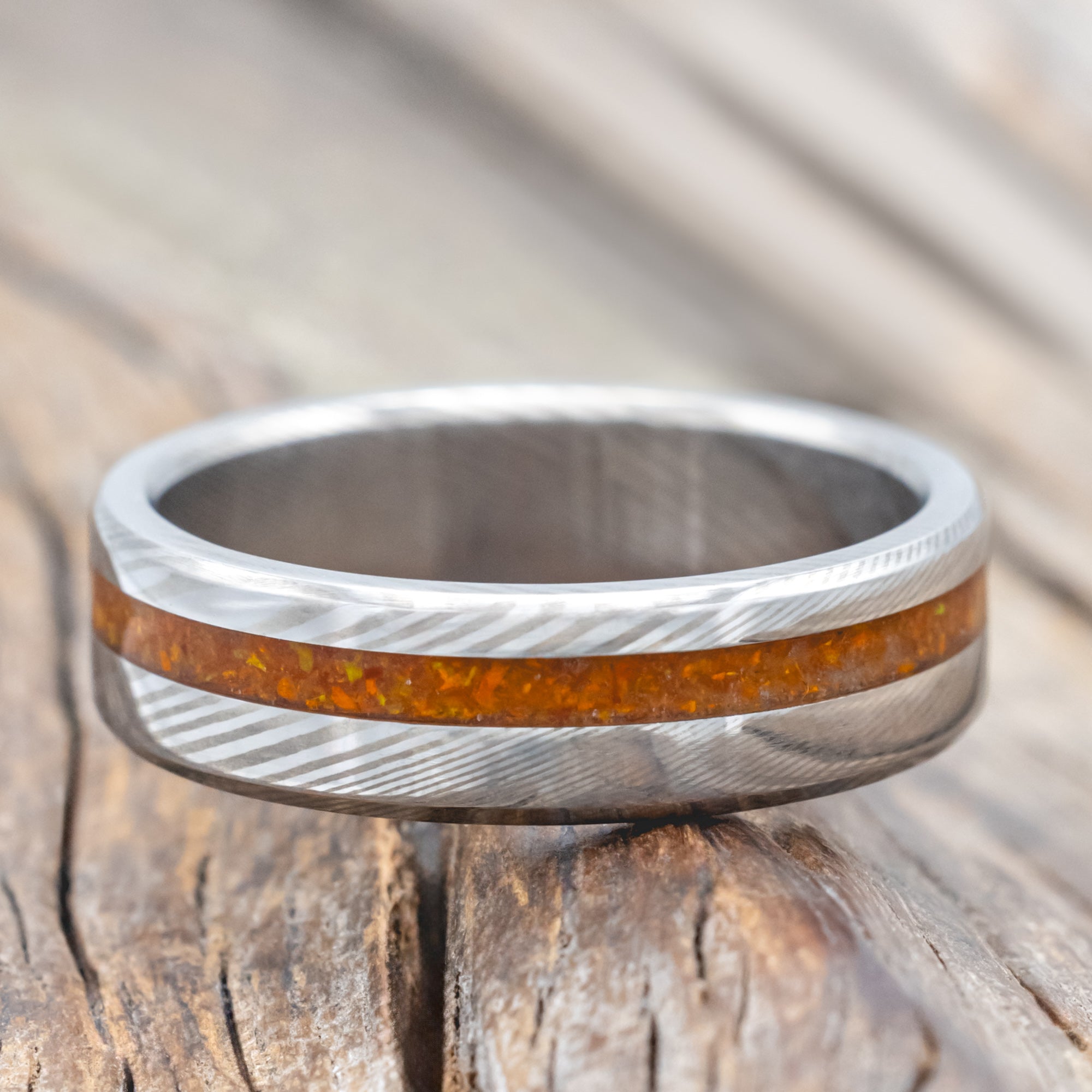 "Vertigo" - Orange Opal Wedding Ring-Staghead Designs