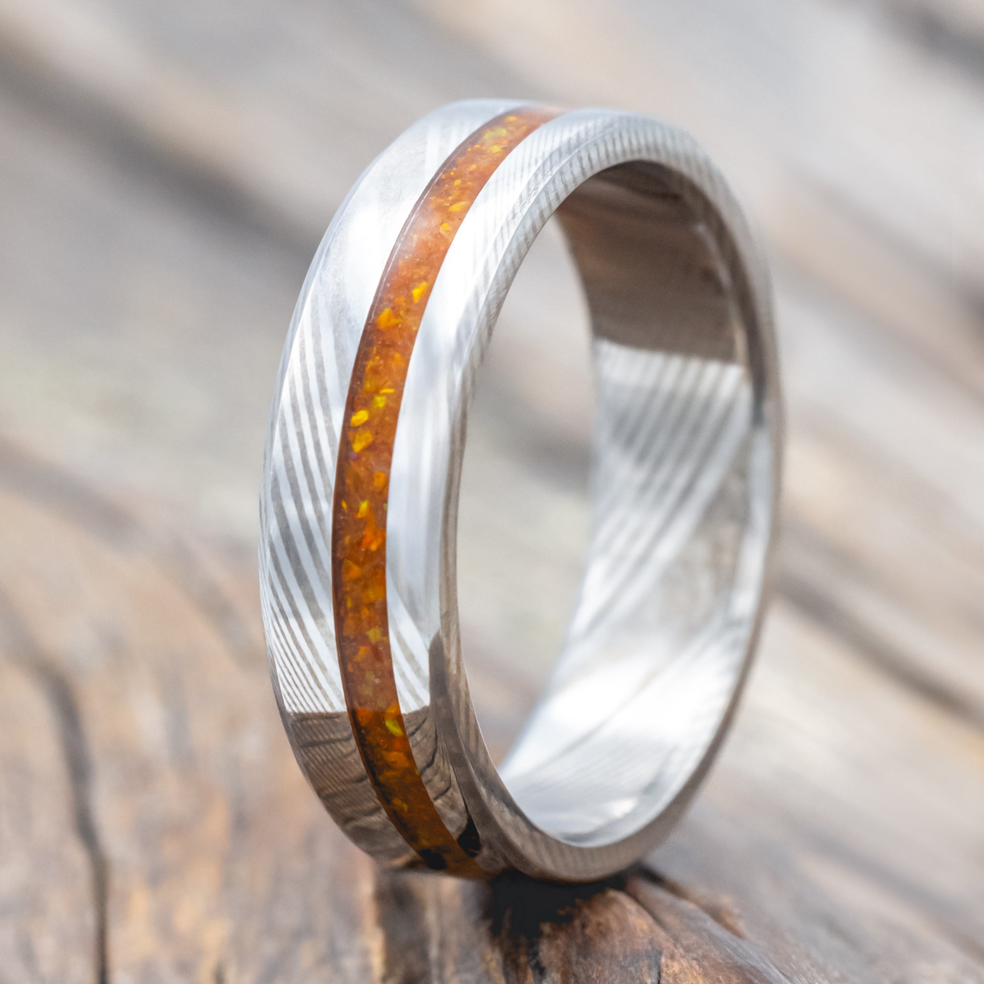 "Vertigo" - Orange Opal Wedding Ring-Staghead Designs