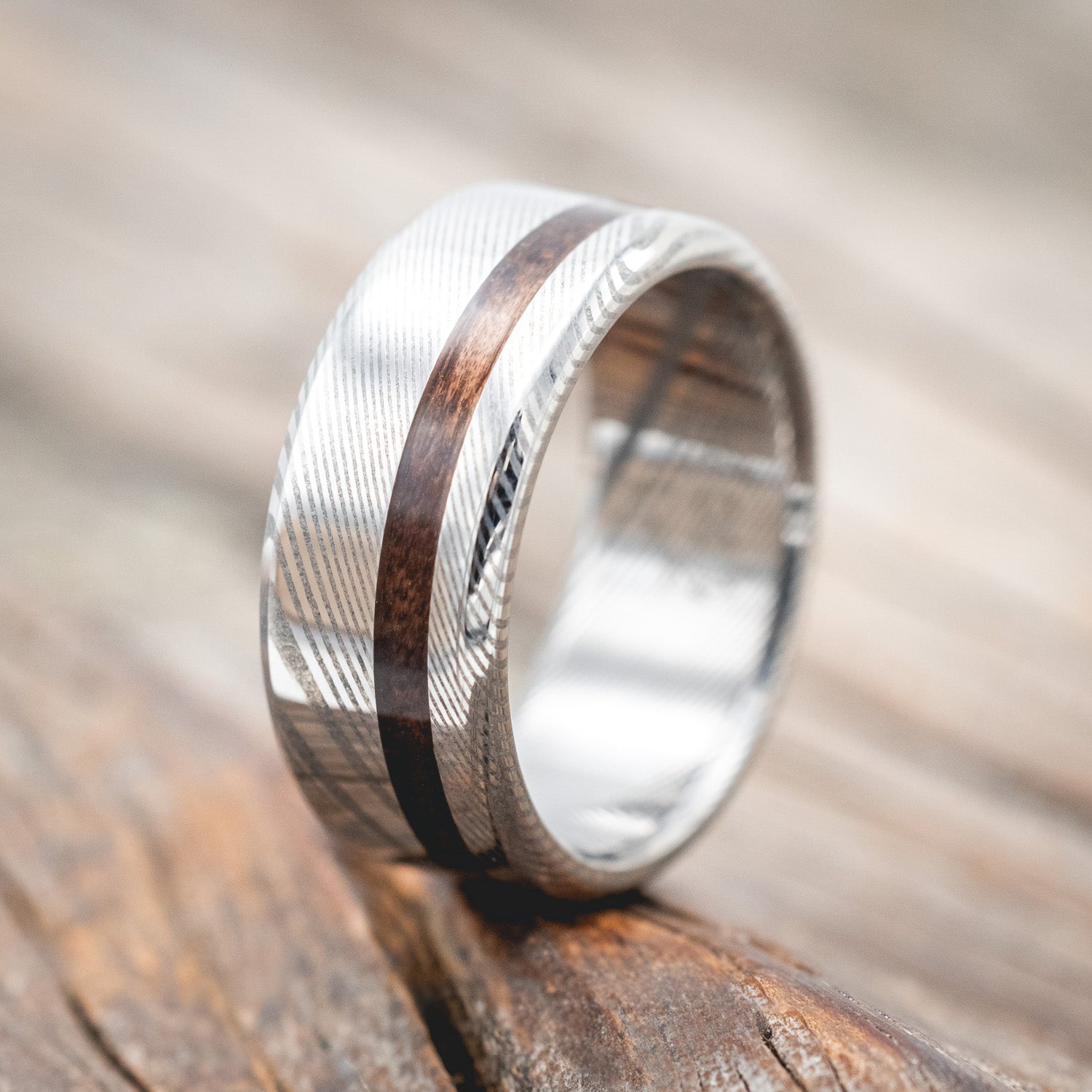 "VERTIGO" - WALNUT WEDDING BAND-Staghead Designs