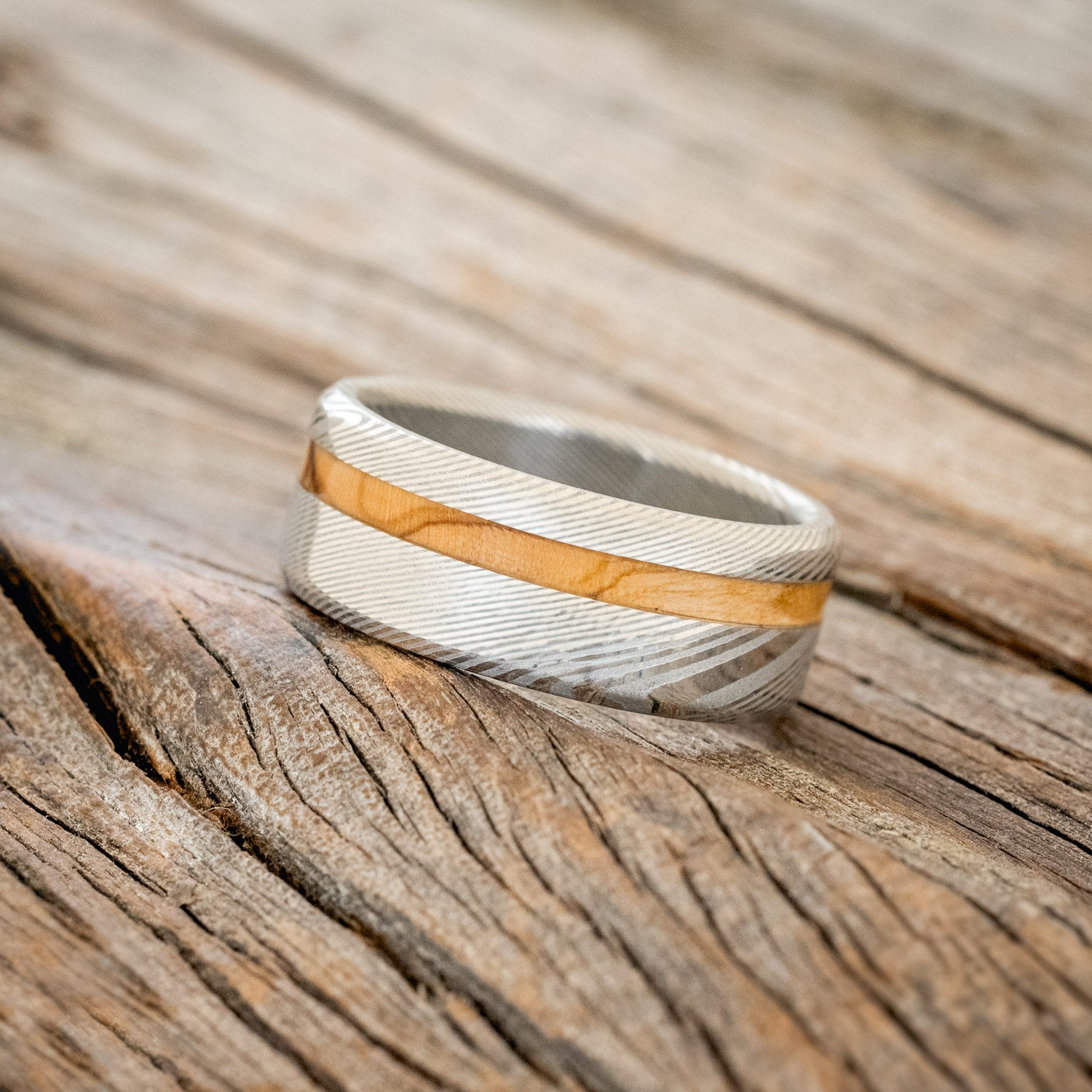 "VERTIGO" - BETHLEHEM OLIVE WOOD WEDDING BAND-11