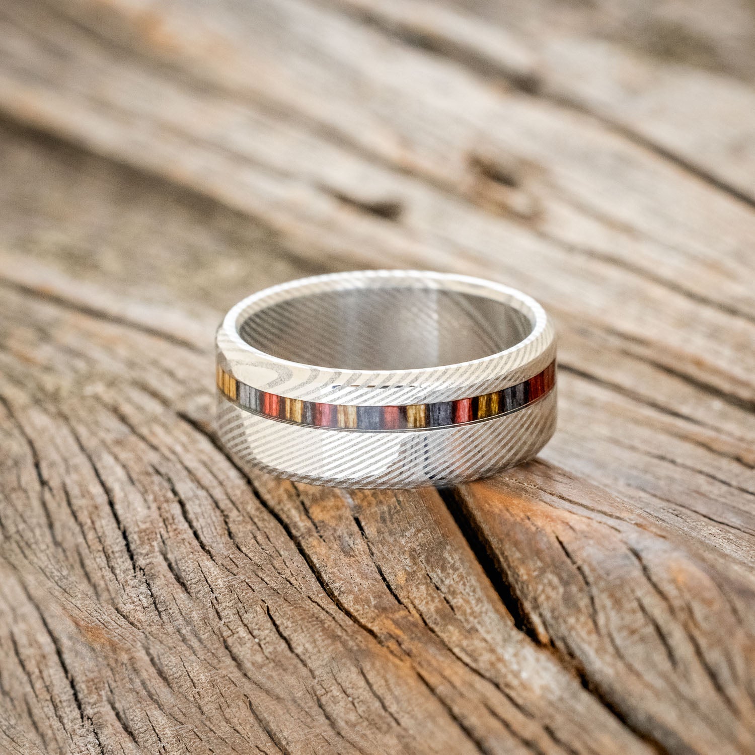 "VERTIGO" - RED, GREY & BROWN BIRCH WOOD WEDDING BAND-6
