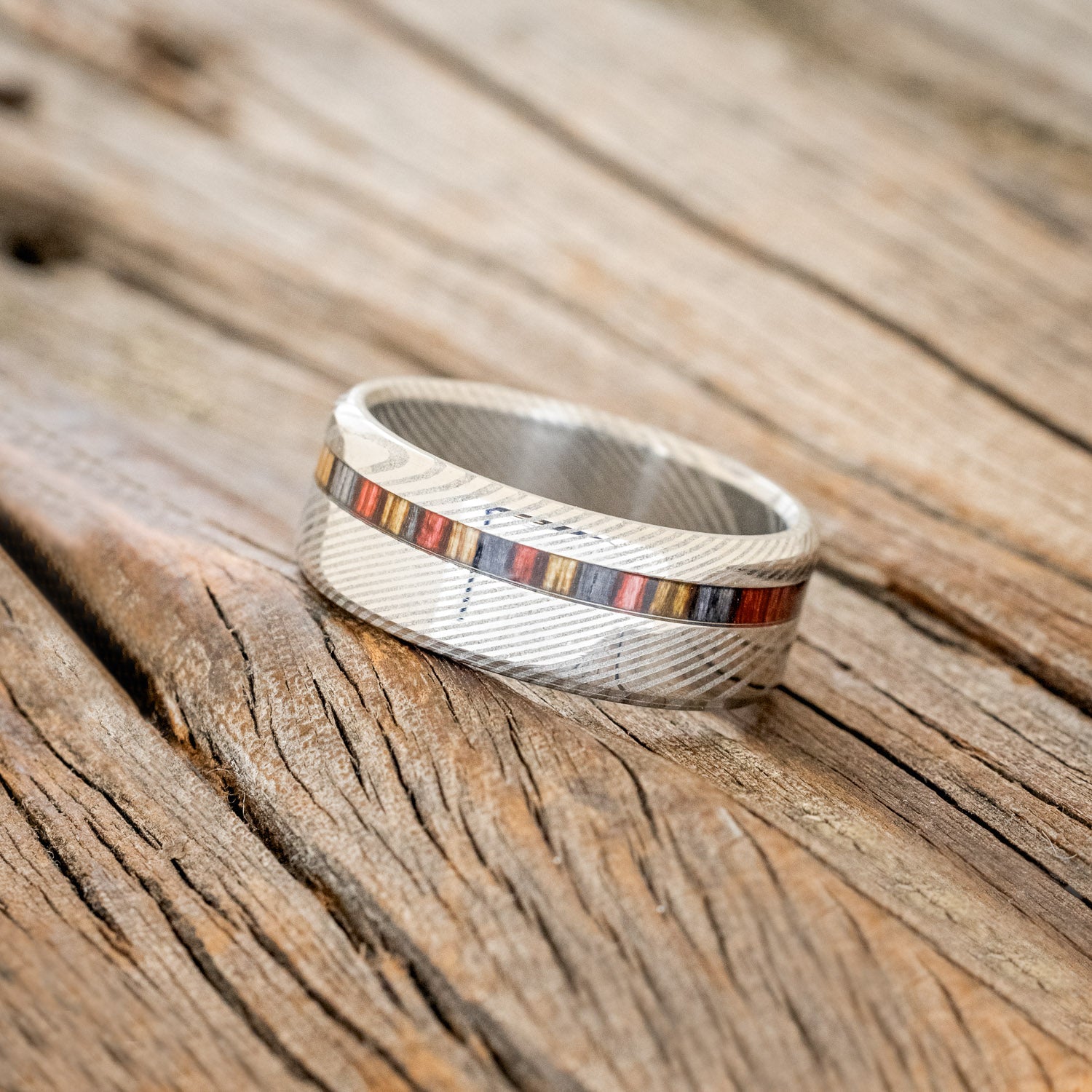 "VERTIGO" - RED, GREY & BROWN BIRCH WOOD WEDDING BAND-5