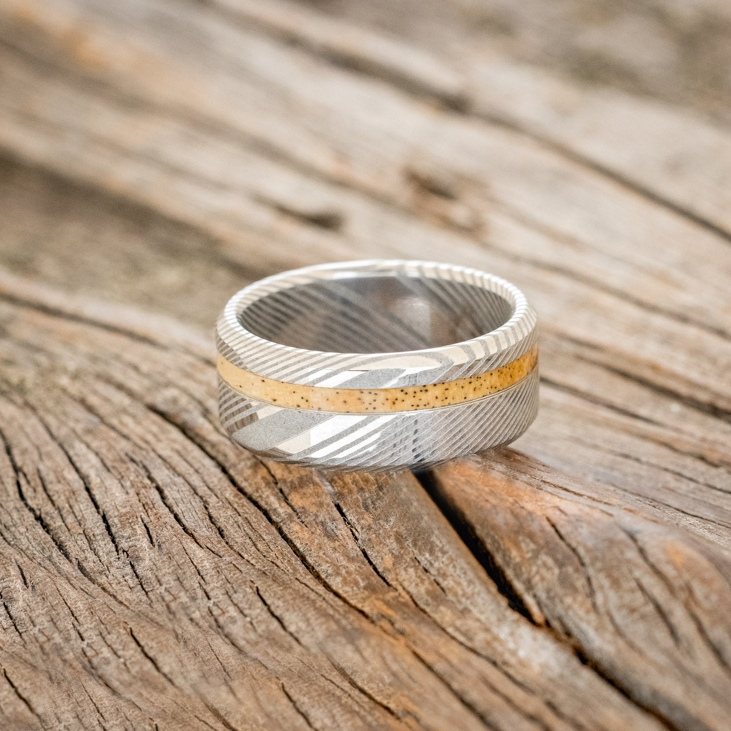 "VERTIGO" - OFFSET SPALTED MAPLE WEDDING BAND-7