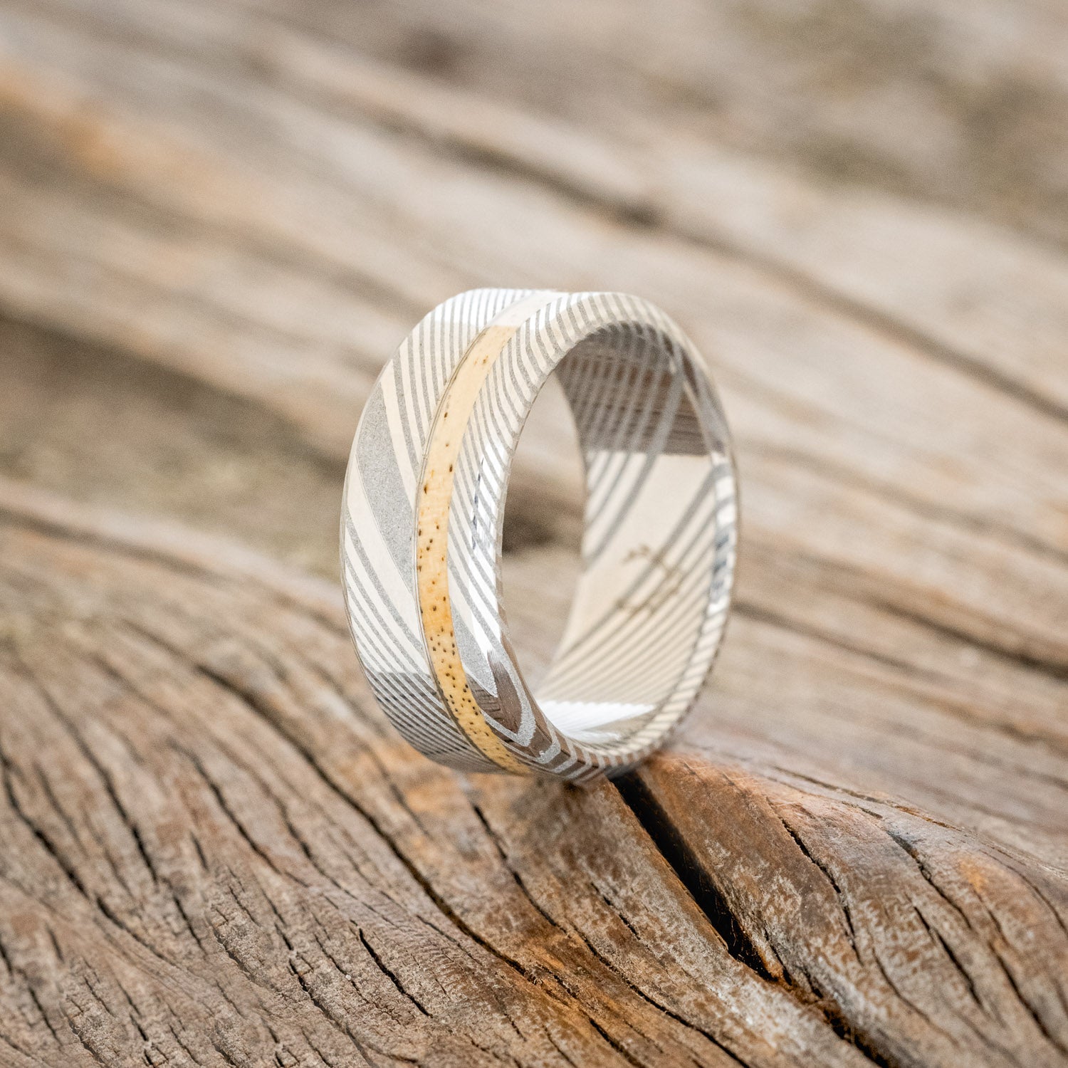 "VERTIGO" - OFFSET SPALTED MAPLE WEDDING BAND-5