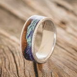 "BOREALIS" - MOUNTAIN ENGRAVED WEDDING RING WITH GLOW IN THE DARK NORTHERN LIGHTS-Staghead Designs